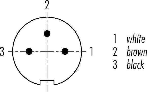 Contact arrangement (Plug-in side) M9 Male angled connector, Contacts: 3, unshielded, moulded on the cable, IP67, PUR, black, 3 x 0.25 mm², 5 m