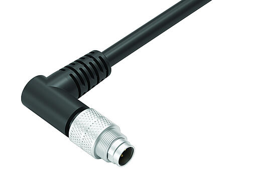 Illustration 79 1413 72 05 - M9 IP67 Male angled connector, Contacts: 5, shielded, moulded on the cable, IP67, PUR, black, 5 x 0.25 mm², 2 m