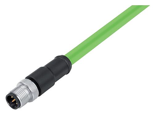 Illustration 77 4529 0000 50704-0300 - M12 Connecteur mâle, Contacts: 4, blindé, surmoulé sur le câble, IP67, UL, Profinet/Ethernet CAT5e, PUR, vert, 4 x AWG 22, 3 m