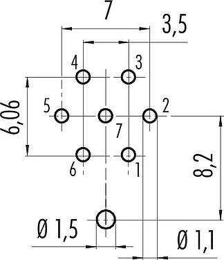Disposición del conductor M16 Toma de brida, Número de contactos: 7 (07-a), blindable, THT, IP67, UL 2238, M18x0,75, Montaje en pared