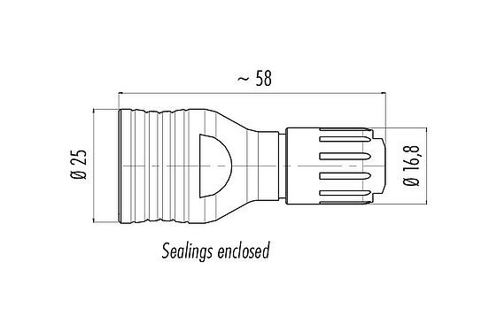 Dibujo a escala 08 2606 000 001 - Push-Pull - Adaptador para cable de conexión para aceptar un conector de brida, salida de cable 4-6 mm, 6-8 mm, sellos incluidos sueltos