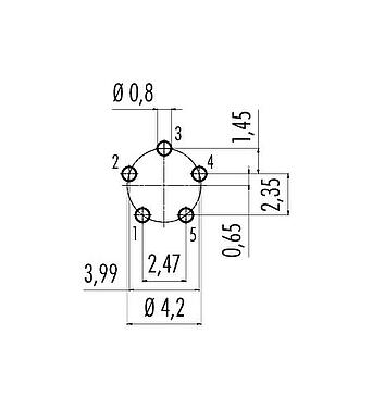 Disposición del conductor Snap-In Toma de brida, Número de contactos: 5, sin blindaje, THT, IP67, UL 2238, M8x0,75, Montaje frontal