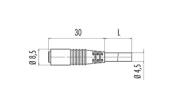 Dibujo a escala 79 3410 05 03 - Snap-In Conector de cable hembra, Número de contactos: 3, sin blindaje, PVC, negro, 3 x 0,14 mm²
