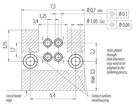 Disposición del conductor M5 Enchufe de ángulo brida, Número de contactos: 4, blindable, soldadura, IP68, UL 2238, Montaje en pared, moldeado