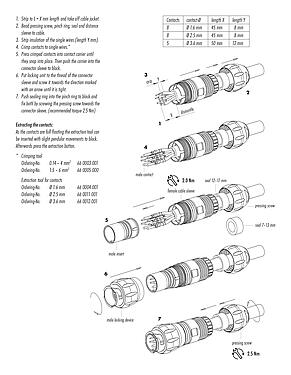 Assembly instructions 99 6490 100 05 - Bayonet Female cable connector, Contacts: 4+PE, 7.0-17.0 mm, unshielded, crimping (Crimp contacts must be ordered separately), IP68/IP69K, UL, VDE