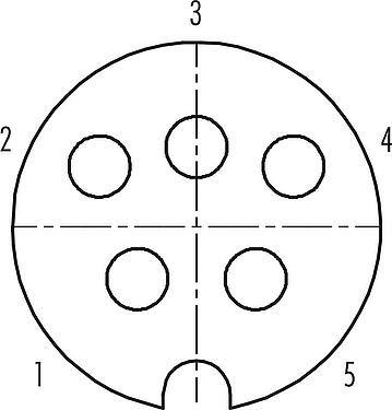 Disposition des contacts (Côté plug-in) Baïonnette Connecteur femelle, Contacts: 5, 5,0-8,0 mm, blindable, souder, IP40