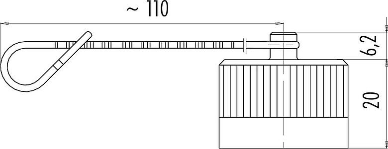 Scale drawing Protecting cap, IP67, for male cable connector