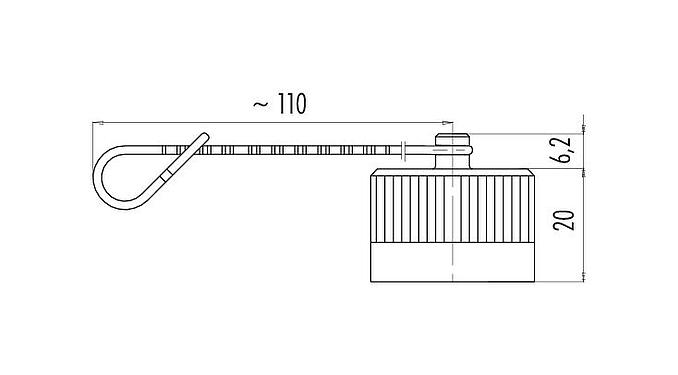 Scale drawing 08 2299 000 000 - RD24 - Protective cap for cable connector