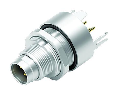 Illustration M9 Male panel mount connector, Contacts: 3, shieldable, THT, IP67, M12x0.5, Rear mounting, potted