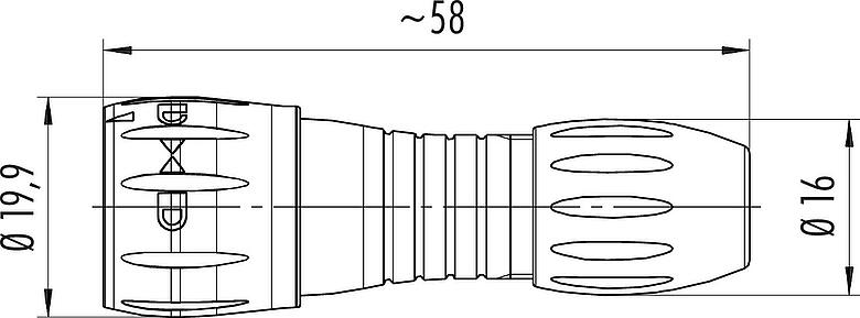 Dessin coté Baïonnette Connecteur mâle, Contacts: 8, 4,0-6,0 mm, non blindé, souder, IP67