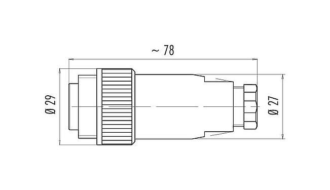 Dessin coté RD24 Connecteur mâle, Contacts: 3+PE, 8,0-10,0 mm, non blindé, pince à visser, IP67, UL, ESTI+, VDE, PG 11