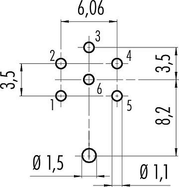 Disposición del conductor M16 Toma de brida, Número de contactos: 6 (06-a), blindable, THT, IP67, UL 2238, M18x0,75, Montaje en pared