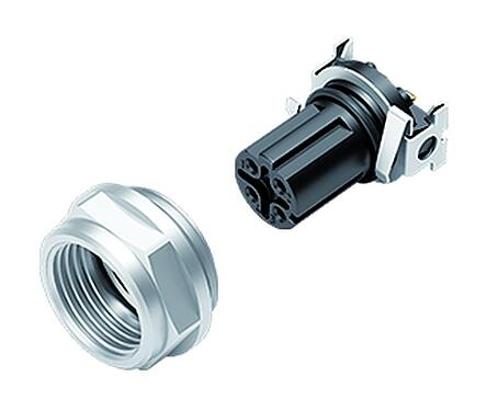 Illustration M12 Female panel mount connector, Contacts: 4, shieldable, SMT, IP67, Front mounting
