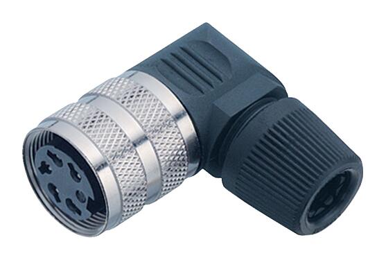 Illustration M16 Female angled connector, Contacts: 4 (04-a), 6.0-8.0 mm, unshielded, solder, IP40