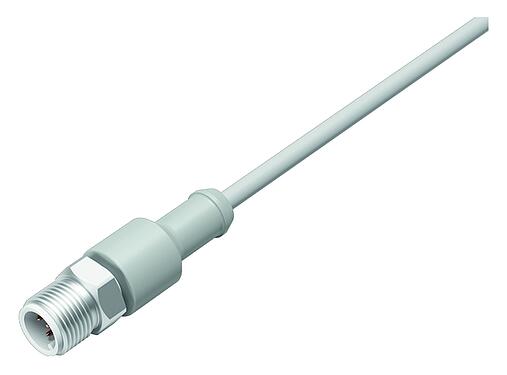 Illustration M12 Connecteur mâle, Contacts: 4, non blindé, surmoulé sur le câble, IP67/IP69K, Ecolab, FDA conforme, TPE spécial, gris, 4 x 0,34 mm², Acier inoxydable, 2 m