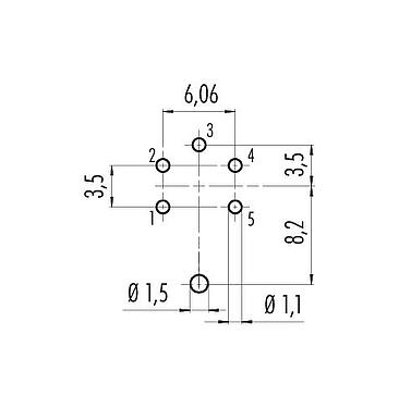 Disposición del conductor 09 0316 290 05 - M16 Toma de brida, Número de contactos: 5 (05-a), blindable, THT, IP40, Montaje frontal