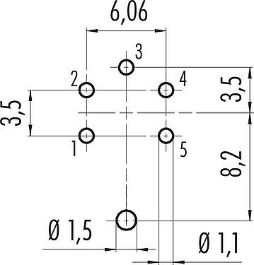 Disposición del conductor M16 Toma de brida, Número de contactos: 5 (05-a), blindable, THT, IP67, UL 2238, M18x0,75, Montaje en pared
