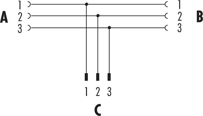 Diseño del cable Snap-In Distribuidor doble, distribuidor de Y, Número de contactos: 3, sin blindaje, enchufable, IP67, UL 2238, VDE