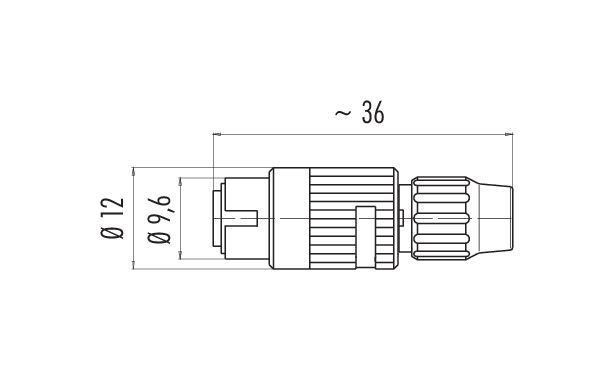 Dibujo a escala 99 0979 100 04 - Bayoneta Conector de cable macho, Número de contactos: 4, 3,0-4,0 mm, sin blindaje, soldadura, IP40