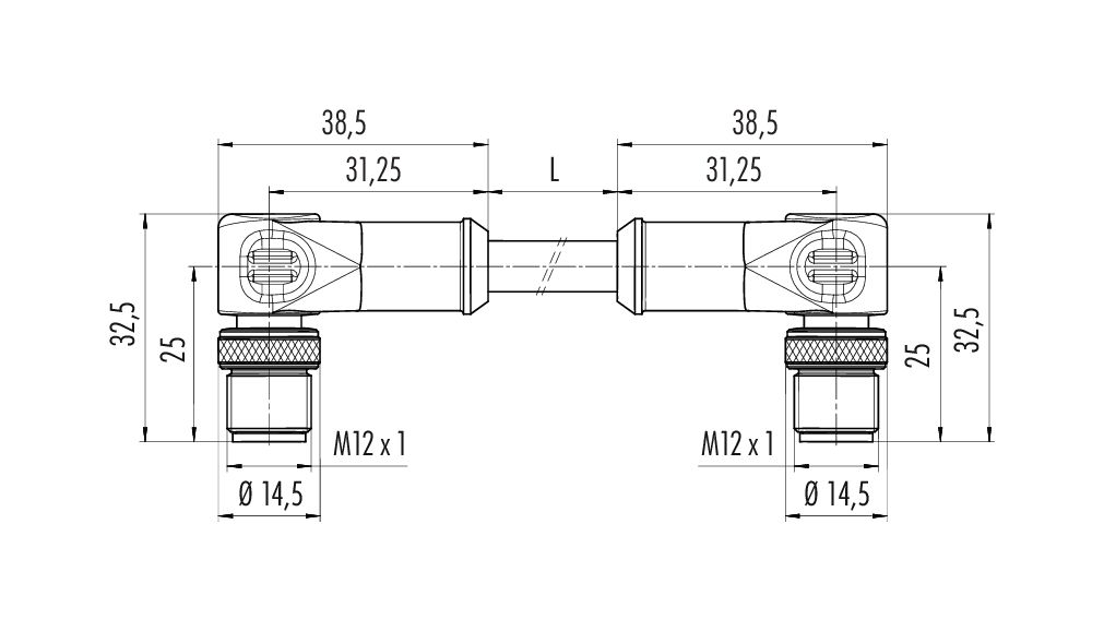 77 9753 4527 64704-0030  binder M12/RJ45 Connecting cable male angled  connector - RJ45 connector, Contacts: 4, shielded, molded/crimp, IP67,  Ethernet CAT5e, TPE, black, 2 x 2 x AWG 24, 0.3 m