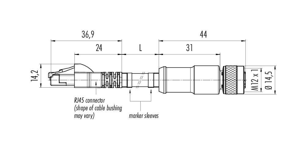 77 9753 4530 50704-0030  binder M12/RJ45 Connecting cable female cable  connector - RJ45 connector, Contacts: 4, shielded, molded/crimp, IP67, UL,  Profinet/Ethernet CAT5e, PUR, green, 4 x AWG 22, 0.3 m