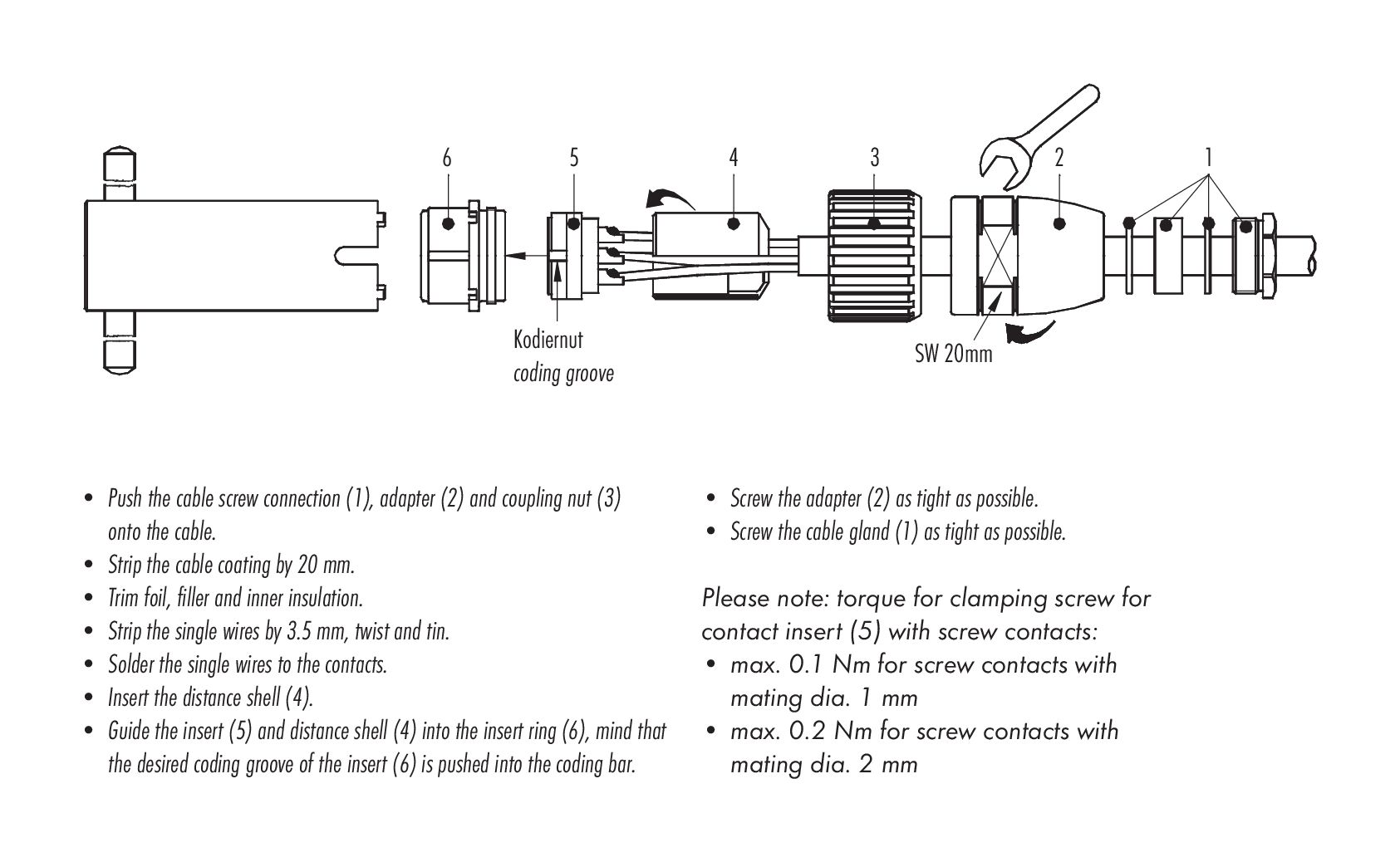 99 4631 00 19 binder M23 Male cable connector, Contacts 19, 6.010.0