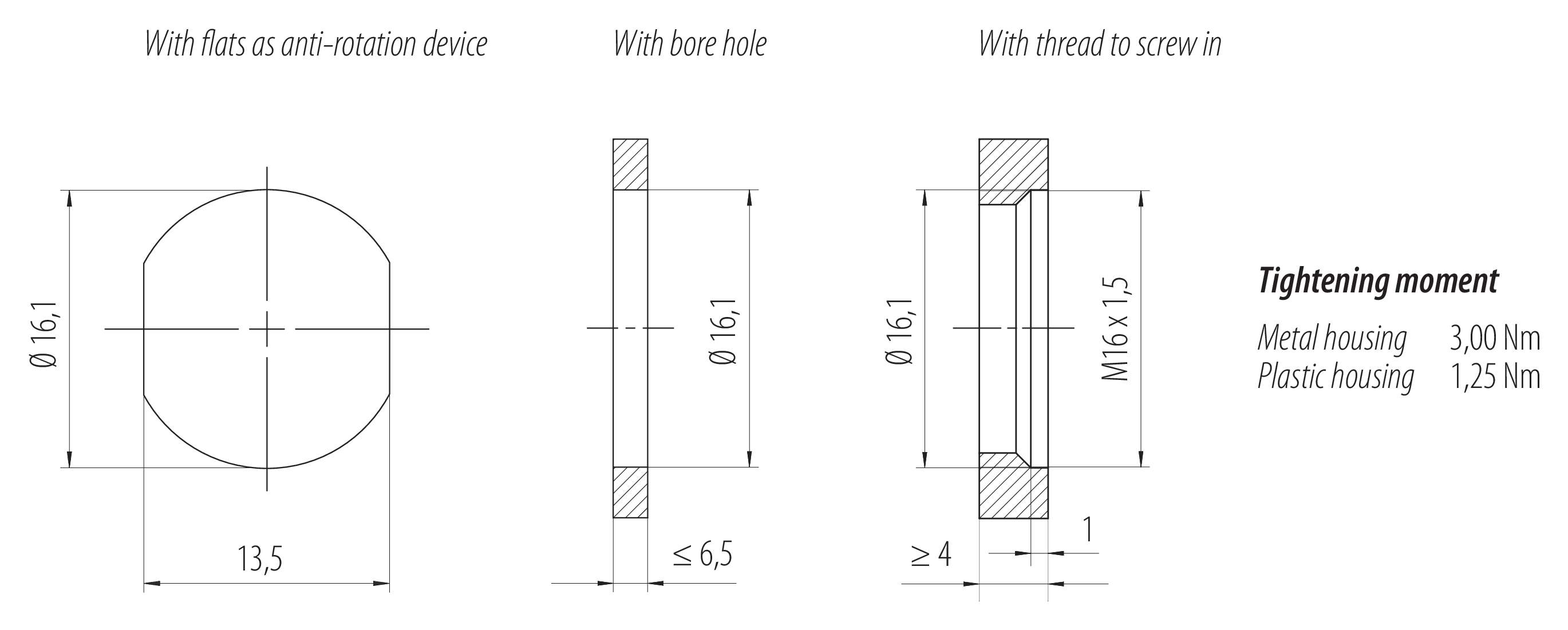 M12, Male panel mount connector, IP68, unshielded, Contacts