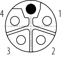 Contact arrangement (Plug-in side) M12 Female panel mount connector, Contacts: 4, unshielded, THR, IP68, UL 2238, M16x1.5, Front mounting