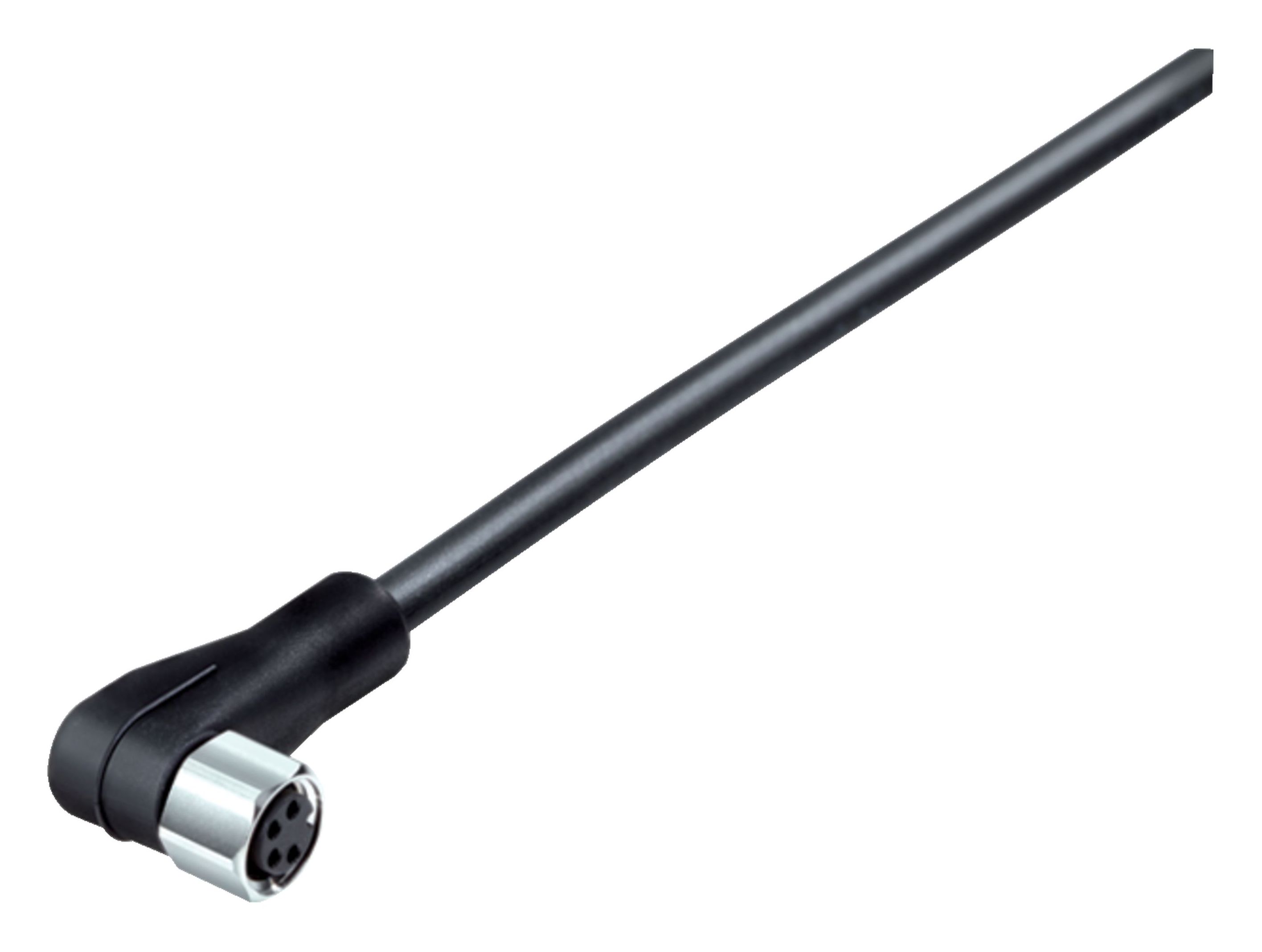 M8, Female angled connector, IP67, unshielded, Contacts: 4 M8, Female angled connector, IP67, unshielded, Contacts: 4