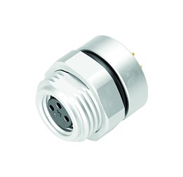 Illustration M8 Female panel mount connector, Contacts: 3, unshielded, THT, IP67, UL 2238, M12x1.0, Rear mounting, potted