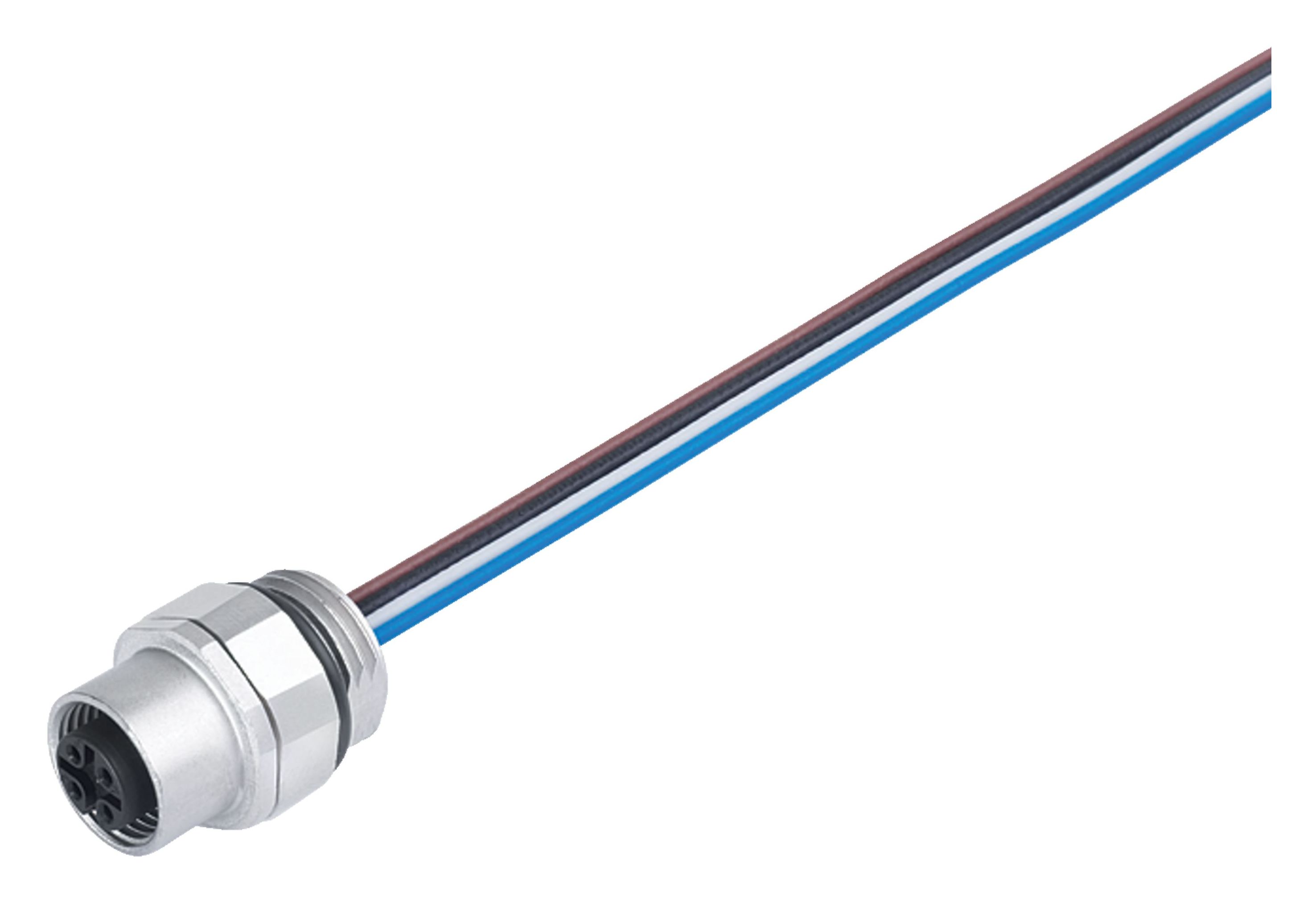 M12, Female panel mount connector, IP68/IP69K, unshielded