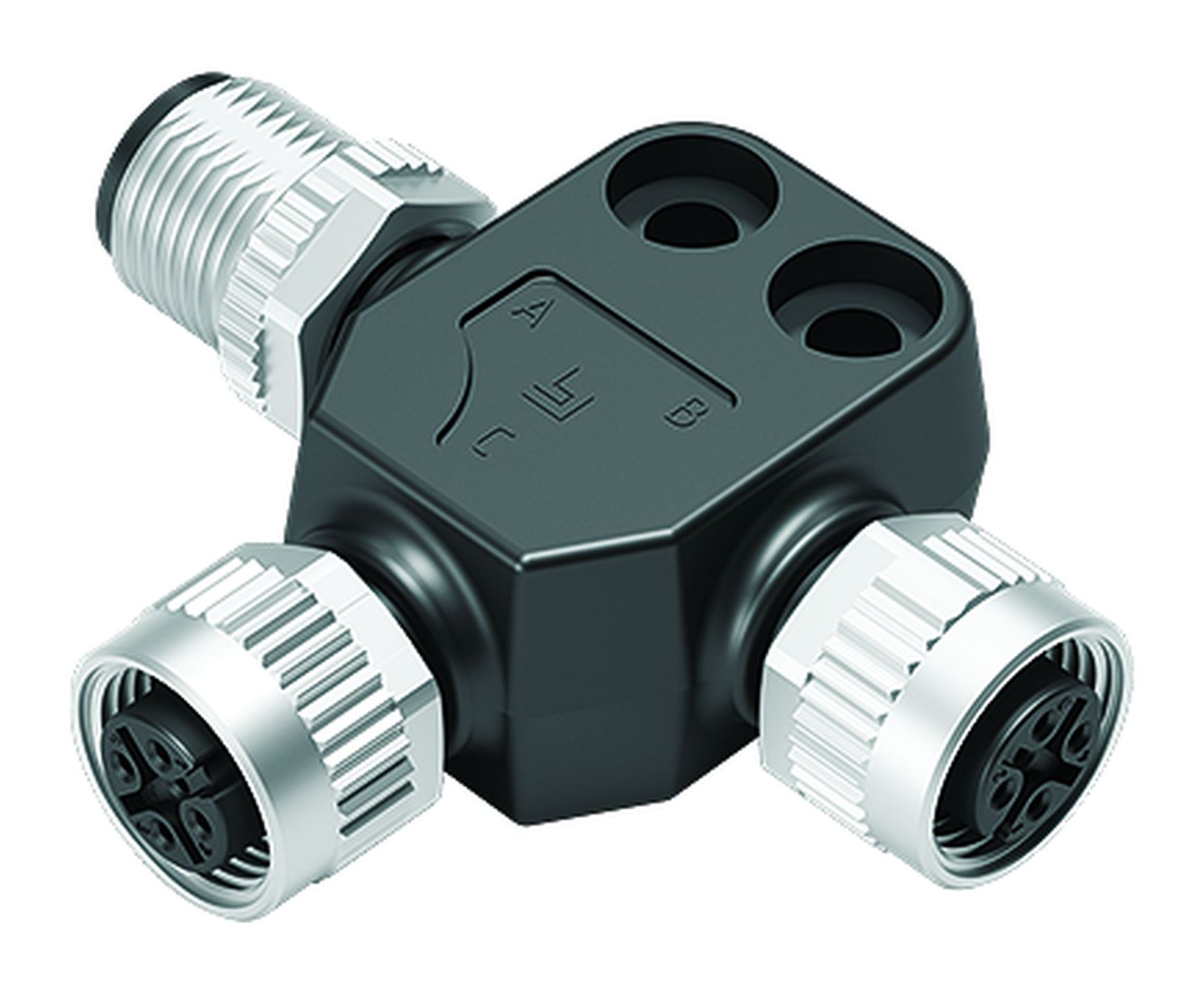 79 5255 190 05 binder M12 Twin distributor, Tdistributor, male connector M12x1 2 female