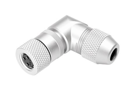 Illustration M8 Connecteur femelle coudé, Contacts: 3, 3,5-5,0 mm, blindable, souder, IP67, UL 2238