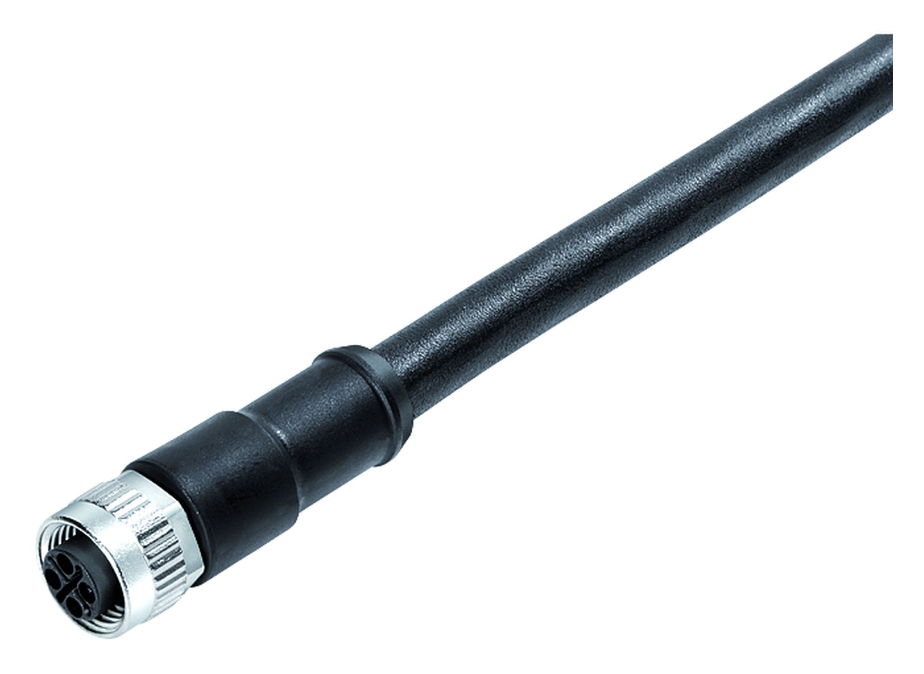 M12, Female cable connector, IP68, unshielded, Contacts: 3+