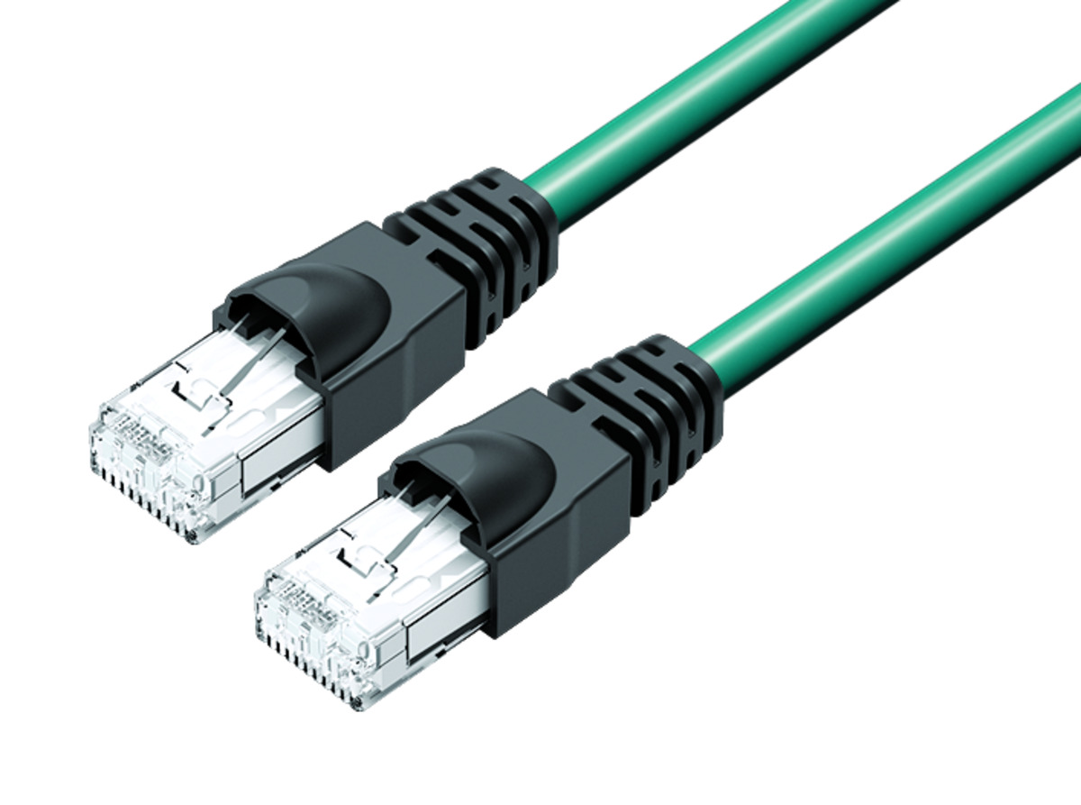 77 9753 9753 34708-0030  binder RJ45/RJ45 Connecting cable 2 RJ45 connector,  Contacts: 8, shielded, crimping, IP20, Ethernet CAT5e, TPE, blue/green, 4 x  2 x AWG 24, 0.3 m