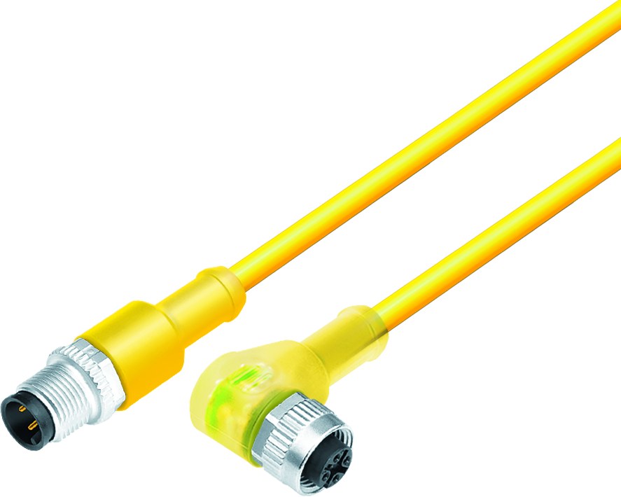 M12, Connecting cable male cable connector - female angled connector ...